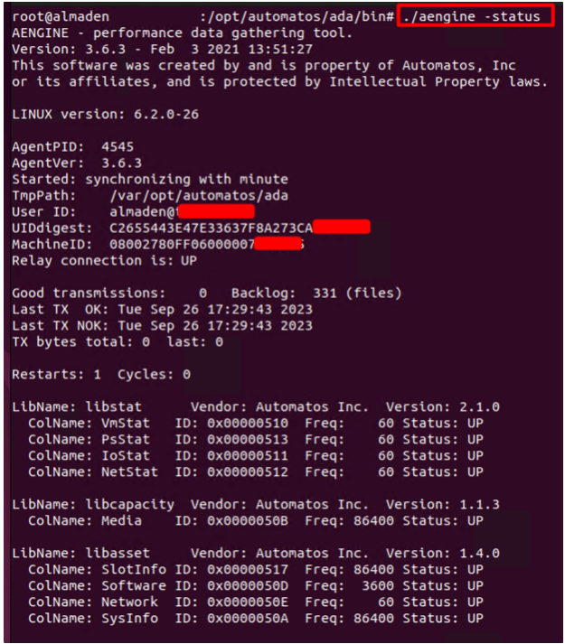 aenginestatus Linux Installation - Desktop and Server Agent