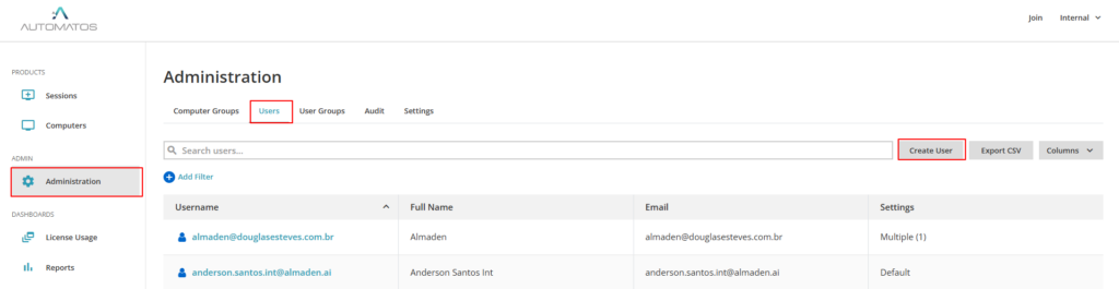 Admin Createg2 Administration