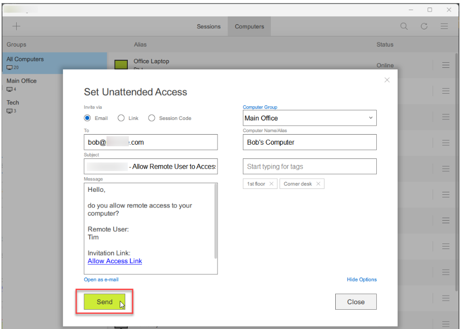 Basic Unattended email4 1 Set Unattended Access - Via Link