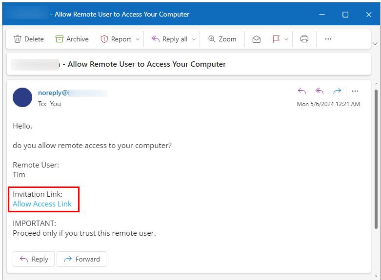 Basic Unattended email5 1 Set Unattended Access - Via Link