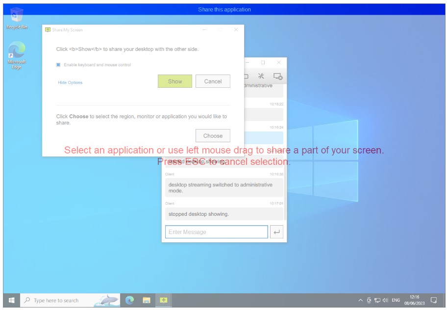 Características básicas de DesktopSharing9 - Compartir escritorio