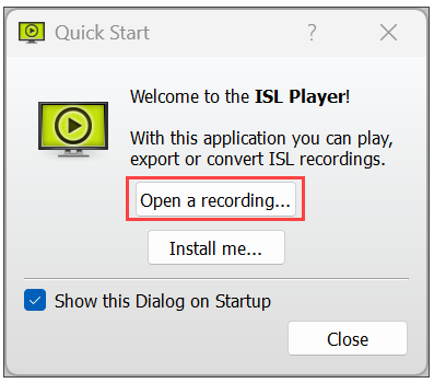ISL Player Record a Session - ISL Player