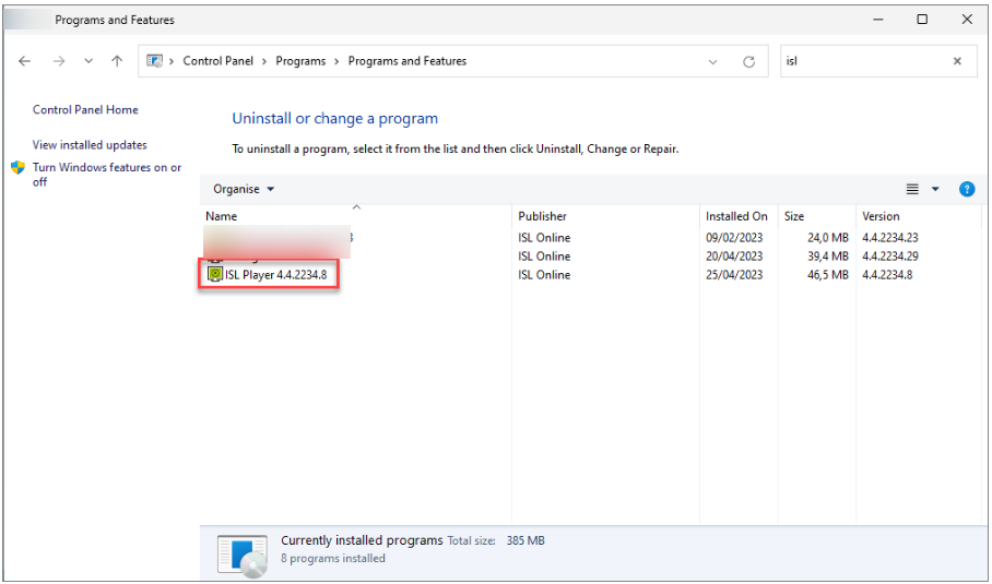Isl PlayerUninstall1 Record a Session - ISL Player