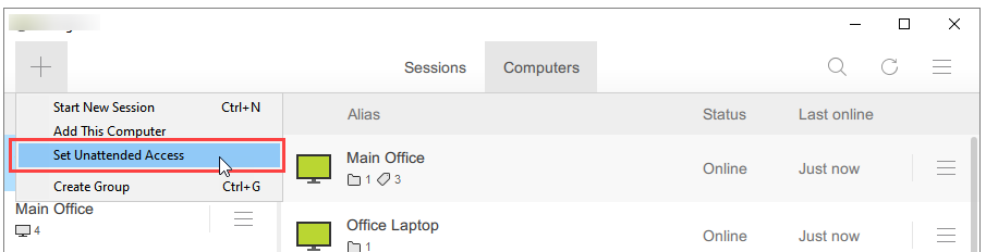 basicUnatt code1 Set Unattended Access - Via Code