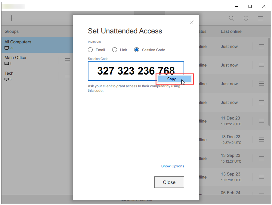 basicUnatt code3 Set Unattended Access - Via Code