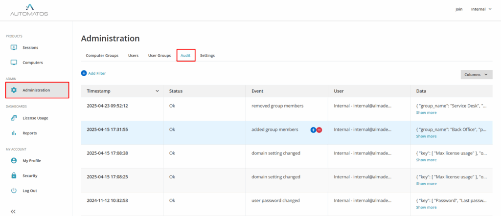 image 48 Administration - Audit