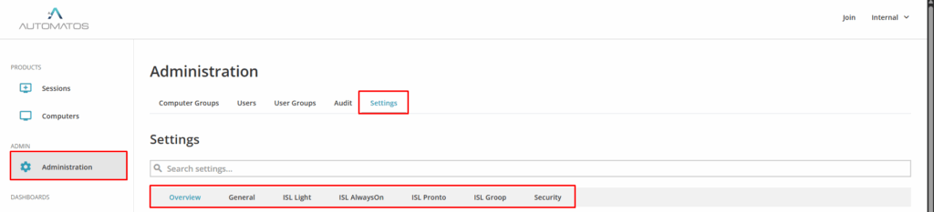 image 54 Administration - Settings
