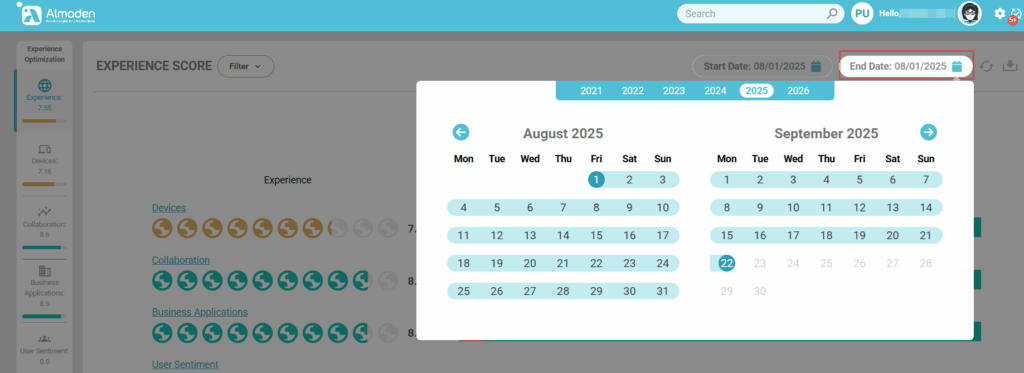 image 13 Dashboard - Experience